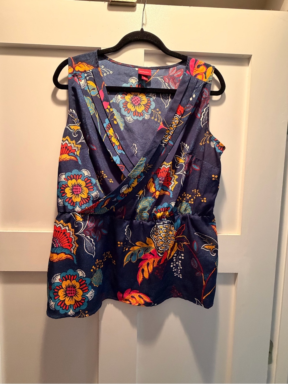 Merona Navy Floral Wrap Tank Top